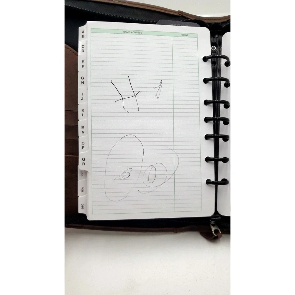 Vintage Day-Timer Organizer Planner Brown Zip Around 7 Rings 10.5x8